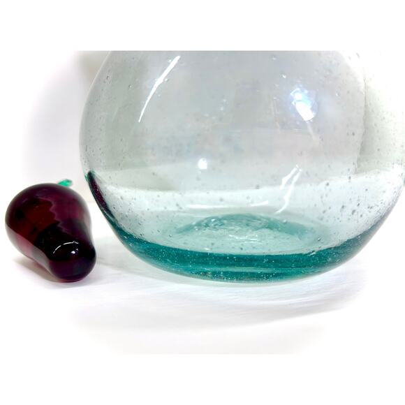 Art Glass Carafe Decanter - Red Chili Pepper Stopper, 1L Made in Spain - VTG 90s - Picture 4 of 9